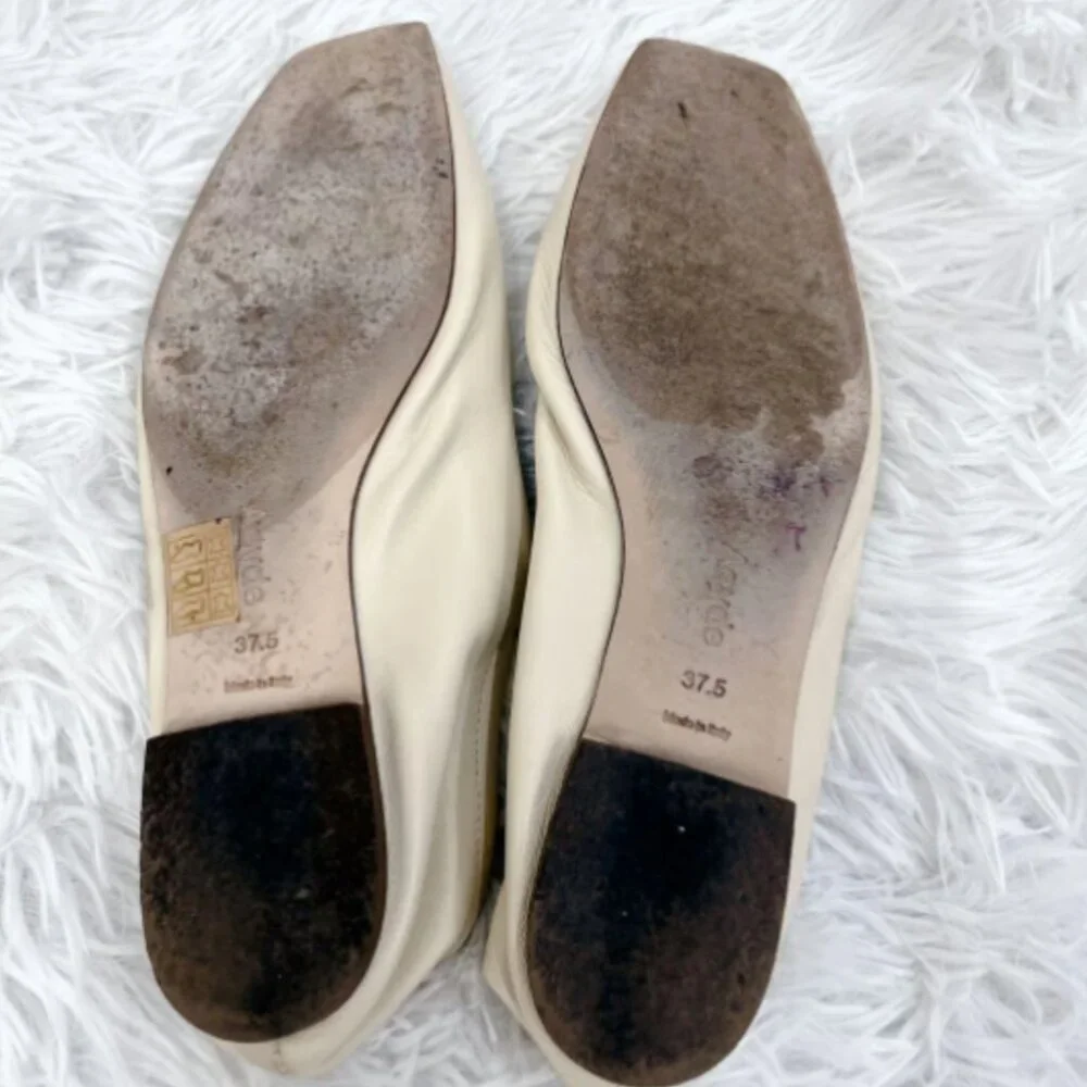 Aeyde 'Uma' Off-White Cream Leather Ballet Flats - Picture 7 of 10